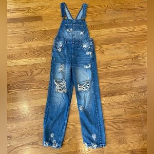 Free People Distressed Overalls